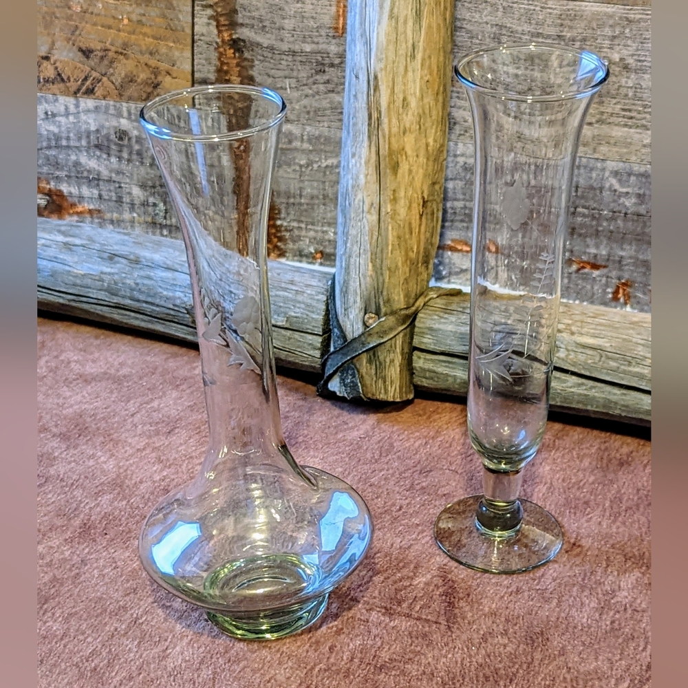 Vintage Silver Etched Wheat Bundle of Bud Vases